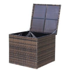 Wicker Patio Furniture Storage Box Brown