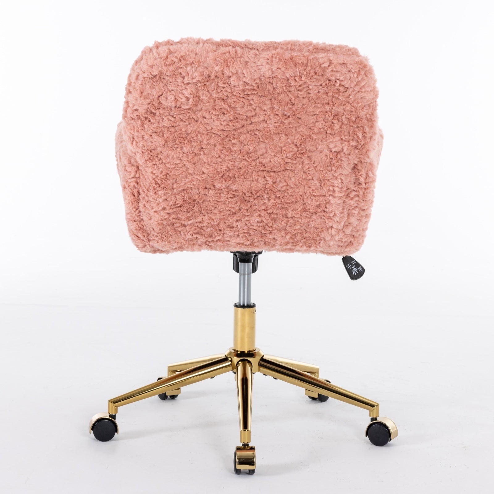 A&A Furniture Artificial Rabbit Hair Office Chair With Gold Base, Adjustable